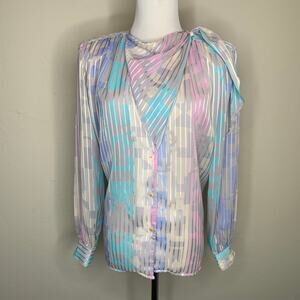 Stuart Lang Pastel 90s Sheer Blouse Sz 6
